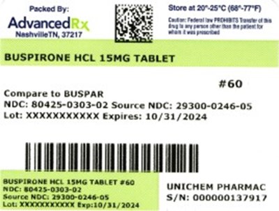 Buspirone HCL 15mg 80425-0303-02.jpg label 2 - Buspirone HCL 15mg 80425 0303 02